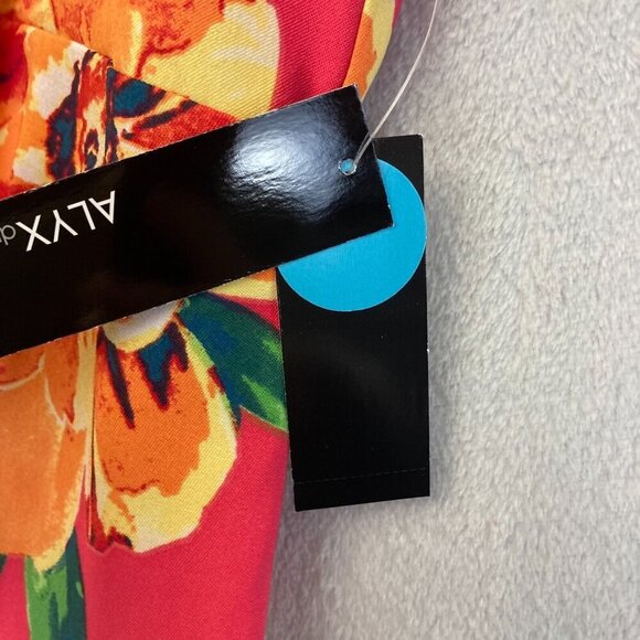 NWT ALYX Tropical Sheath Dress Womens 12 Pink Floral Resortwear Club Knee Length - Picture 5 of 11